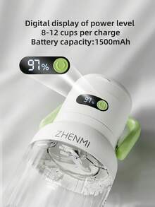 Teckwe 1‑Pack Portable Electric Blender Cup, Large‑Capacity 12‑Blade Wireless Multifunctional Mixer, Battery LED Display, Ice Crushing, Perfect For Home, Outdoor & Parties - 0.5L-1L - View 7