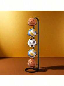 Multi-Layer Basketball, Football, Volleyball Storage Rack, Suitable For Home, Living Room, Bedroom, Garage, Ball Organization Shelf - Black - View 4