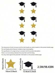3 Set Graduation Cap Star Banner, Glitter Graduation Party Decor Hanging Flag, Suitable For Graduation Party And Ceremony, Home Decor Hanging Flag - Multiple Styles - View 4
