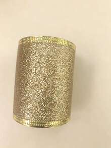 1 Roll Glitter Wired Edge Ribbon, 2.36 Inch Wide Metallic Gold Silver Sparkly Ribbon, Wire‑Edged Fabric Ribbon For Xmas Tree Ornament, Gift Box Wrapping, Wreath, DIY Bow Making, Holiday Home Party Decor Supplies - multicolor - View 11
