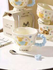 Cross Border Graduation Gift, Ceramic Puppy Mug, Cartoon Bear With High Appearance, Breakfast For Couples, Water Cup, Birthday Gift - Multicolor - View 2
