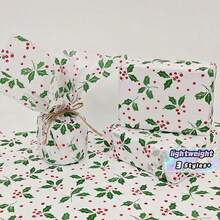 10/30/60Pcs Christmas Gingerbread Man Tissue Paper 20x34 Inch, Holiday Printed Protective Wrapping Paper For Gift Packing & Party Decoration - Green Leaves and Red Fruits - View 1