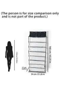 1 Set Of 10 Layer Oxford Cloth Door Back Shoe Storage Hanging Bag, Home Door Shoe Storage Bag With Large Pocket, 8-Layer Shoe Rack For Wardrobe Door Storage, Suitable For 20 Pairs Of Sports Shoe Hanging Racks, Black Oxford Cloth Shoe Storage Bag - View 3