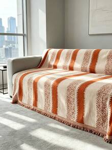 1pc Colorful Chenille Sofa Cover, One-Piece Sofa Protector With Tassel Design, All-Season Full Coverage, Pet-Friendly, Machine Washable, For Bedroom, Living Room, Office, Fits 1-4 Seater Sofa - Multicolor - View 14