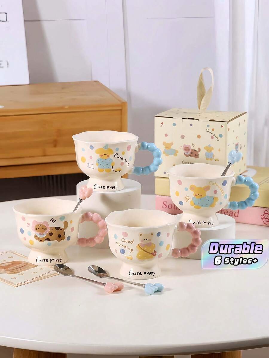 Cross Border Graduation Gift, Ceramic Puppy Mug, Cartoon Bear With High Appearance, Breakfast For Couples, Water Cup, Birthday Gift - Multicolor - View 1