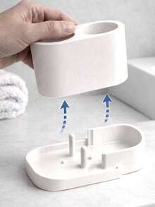 1 Piece 3-Hole Electric Toothbrush Storage Rack, Available In Black And White, Toothbrush And Toothpaste Are Stored Separately, Toothbrush Storage Rack, ABS Plastic Material, Extra Toothpaste Storage Space. Removable And Easy-To-Clean Storage Rack - Multiple I-style - View 5