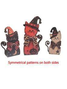 Vintage Halloween Witch Cat Decor Set Halloween Kitten Wooden Sign Ornament Decoration - 1PC - View 10