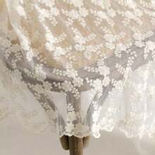 3/5 Yard Soft Tulle, Beige And White Embroidered Mesh Lace Fabric, Suitable For Making Curtains, Tablecloths And Handmade DIY Fabric Sewing Projects - multicolor - View 4