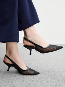 CUCCOO CHICEST Women's Pointed Toe Buckle Design Daily Versatile Fashion High Heels - Black - View 1