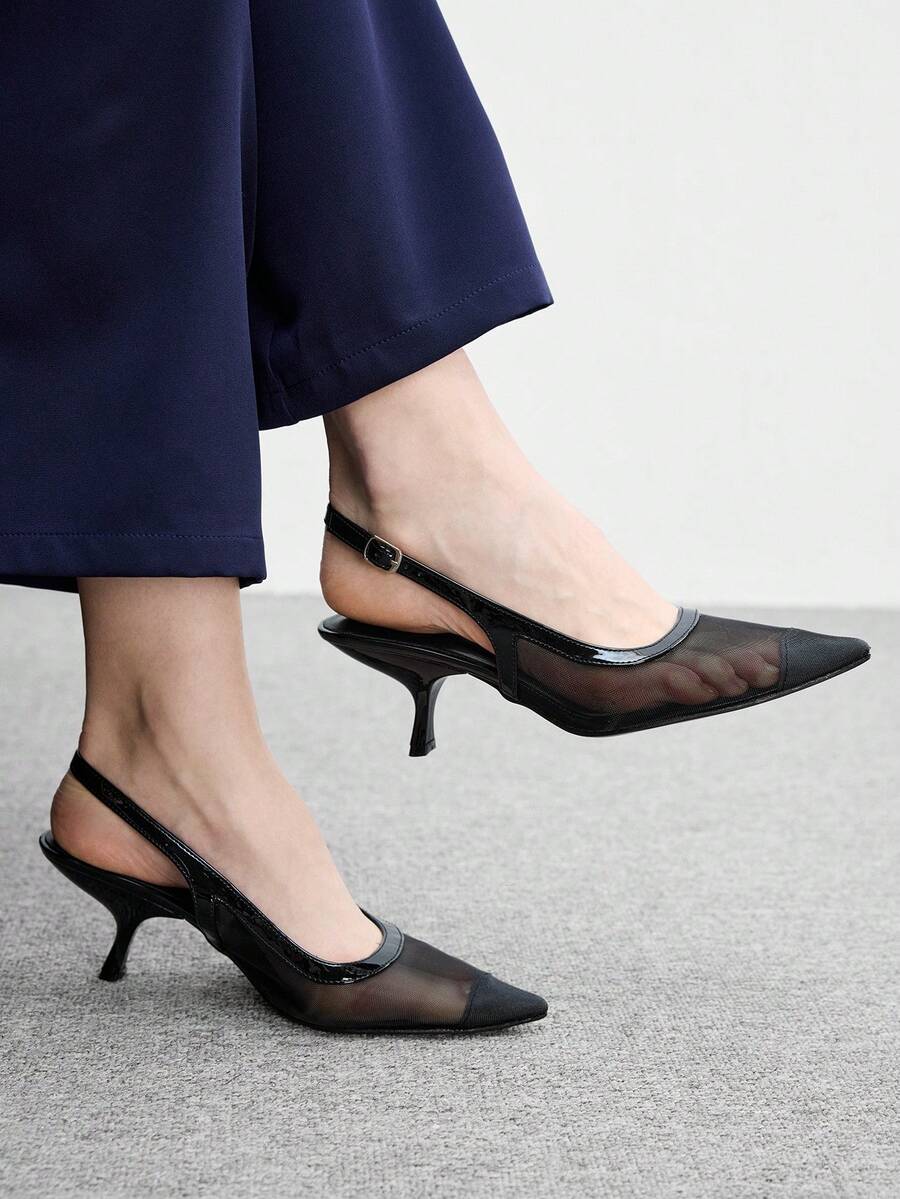 CUCCOO CHICEST Women's Pointed Toe Buckle Design Daily Versatile Fashion High Heels - Black - View 1