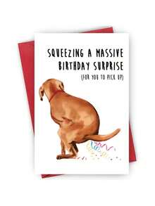 1PC Hilarious Dog Poop Themed Funny Cartoon Birthday Greeting Card For Pet Lovers Friends Family Coworkers Unforgettable Laugh Out Loud Celebration Party Must Have Gift Idea - multicolor - View 3