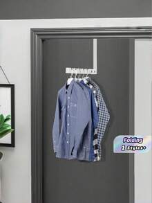 Over The Door Hooks Hanger, 2 Packs Collapsible Folding Over The Door Organizer Rack Space Saving Hanging Storage Hanger For Clothes, Coats, Towels For Bedroom Bathroom (White) - multicolor - View 1