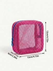Joivida A Mini Macaron-Colored Mesh Bag With Wallet Design, For Makeup, Tissues, Or Tampons, Perfect For Girls At Home, Travel, Or School. - Multicolor - View 3