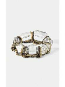 Noxbound A Fashionable Gothic Niche Popular Square Fine Glitter Transparent Beaded Gold Rivet Black Round Resin Bracelet For Mom/Lady/Girl/Mother,/Gothic/Fashi - Multicolor - View 11