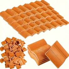 100 Pieces Mini Red Roof Tile Model Building Set, Made Of Clay Material, Miniature Tile Statue Landscape Accessories, DIY Tile Model Garden Decoration - Other - View 1