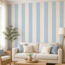 1PC Pastel Vertical Stripe Peel & Stick Wallpaper, Removable PVC Wall Decor For Nursery, Kids Room & Playroom - Multicolor - View 7