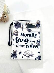 1PC Large Capacity Lightweight Portable Skull Rose Book Print Slogan Tote Shoulder Bag For Back To School Book Lovers Students Office Work Travel Daily Use Storage Organizer Handy Practical Durable Multi Purpose - multicolor - View 4