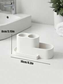 1 Piece 3-Hole Electric Toothbrush Storage Rack, Available In Black And White, Toothbrush And Toothpaste Are Stored Separately, Toothbrush Storage Rack, ABS Plastic Material, Extra Toothpaste Storage Space. Removable And Easy-To-Clean Storage Rack - Multiple I-style - View 8