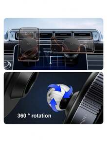 1 Piece Magnetic Car Phone Mount With Vacuum Suction Base 360 Rotating Adjustable For Dashboard Windshield Home Office Desk Strong Magnet Compatible All Smartphones - Black - View 2