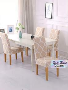 Milk Silk Stretch Chair Cover One Piece Printed Solid Universal Fit For Dining Room Living Room Outdoor Anti Dirty Removable - Multicolor - View 1