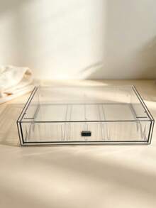 Caixa de Armazenamento Empilhável Transparente, Organizador de Gaveta de Compartimento de Mesa Minimalista - Transparente - Visão 5