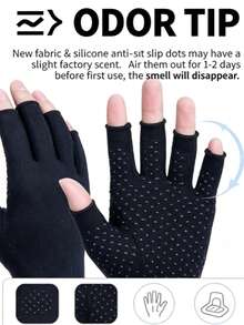 Compression Gloves, Hand Rheumatoid, Carpal Tunnel Pain, Support For Women & Men Anti-Slip Black Work Cycling Gloves With Glue Dots,Suitable For Cycling,Riding Motorcycle And Skiing,Black Gloves - Multicolor - View 8