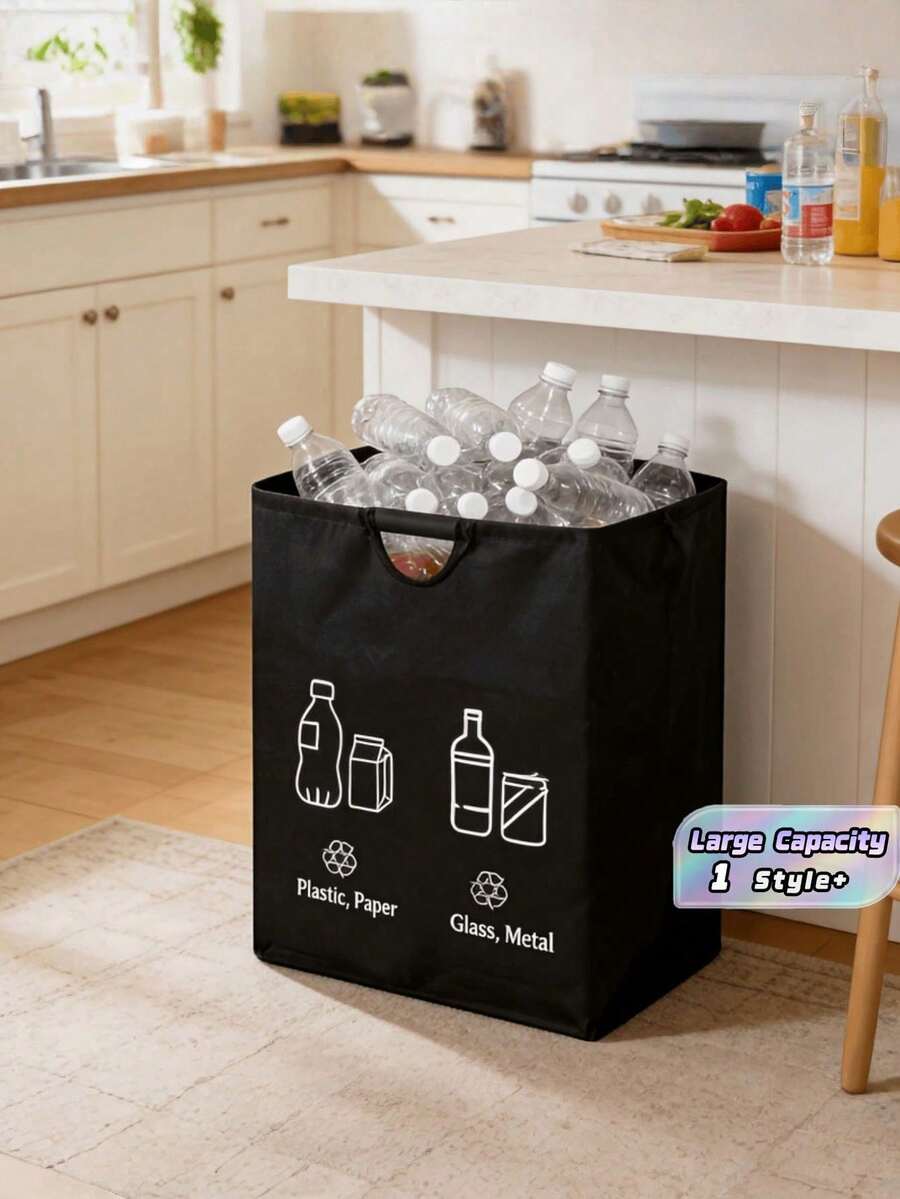 1 Large-Capacity Foldable And Thickened Anti-Tear Sponge Handle Trash Can, Which Can Store And Save Space, Suitable For Storage Buckets In Home Office Kitchens - A - View 1