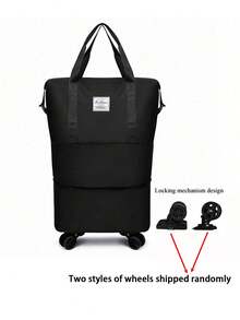 1 Large, Foldable Travel Storage Bag With Ample Capacity, Made Of Durable Nylon Material, Black, Multi-Functional And Portable, With Wheels, Suitable For Outdoor Travel, Meets The Requirements Of Overhead Luggage Compartments On Airplanes. - multicolor - View 6
