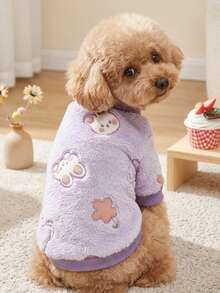 PETSIN 1 Pc Pet Cat Dog Universal Purple Little Rabbit Cute Pattern Printed Plush Warm Elastic Comfortable Dog Round Neck - Multicolor - View 2
