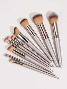 2 Pieces Set Of Champagne Gold Makeup Brushes, Eyeshadow Brush, High-End Makeup Tools, Makeup Brushes - Coffee Brown - View 2