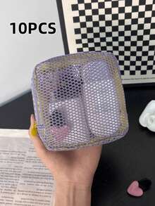 Joivida A Mini Macaron-Colored Mesh Bag With Wallet Design, For Makeup, Tissues, Or Tampons, Perfect For Girls At Home, Travel, Or School. - Multicolor - View 8