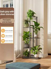 European Style Iron Multi Tier Plant Stand Flower Pot Holder Shelf For Indoor Living Room Balcony Home Decor Sturdy Rustproof Space Saving Easy Assembly Black Finish Versatile Decorative - 5-layer - Foldable - View 5