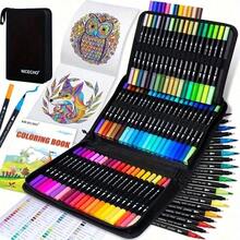 48pcs Dual-Tip Colored Pens Art Marker Set, Suitable For Adult Coloring Books, Christmas Cards, Notes, Carving, Calligraphy, Journals, Back To School - multicolor - View 7