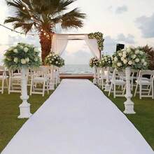 2 Styles Minimalist White Event Runner Rug, Large Oval Area Floor Mat, Durable Fabric Carpet For Wedding Party Indoor Outdoor Home Decor - White - View 4