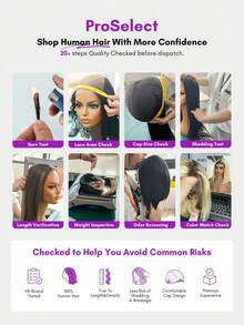 ALL READY WIG Wear & Go 蓬松直发 360 蕾丝前额无胶假发，预先拔毛漂白发结，180% 密度，14-26 英寸 - SNatura - 查看 17
