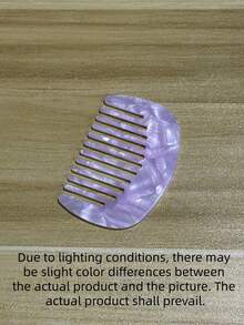 1PC Acetic Acid Plate Wide-Tooth Comb, Cute Portable Half-Circular Design, Ideal For Barber Salon, Beauty, Daily Hair Care, Back To School, Travel, And Holiday Essentials. - Pink - View 8