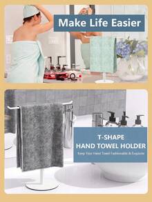 White Towel Rack, Bathroom T-Shaped Towel Rack, Kitchen Towel Rack, Make Towel Storage More Simple And Convenient - White - View 5