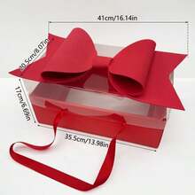 1pc Large Floral Paper Gift Bag, Portable Bouquet Tote Bag With Ribbon Handle, Rectangular Wedding Gift Packaging Bag, Small Flower Shop Tote Bag, Suitable For Weddings, Mother's Day, Valentine's Day, Birthdays (Pink, Black, Red, White) - Bow Gift Box - View 8