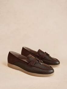 Rosivie 女款樂福鞋，熱門柔軟布料復古高筒圓頭英式正裝皮鞋，百搭女鞋 - 咖啡棕1 - 查看 3