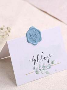 20/30/50/100 Pcs Wax Seal Stickers, Wedding Invitation Envelope Sealing Stickers, Self-Adhesive Envelope Sealing Stickers, Suitable For Weddings, Invitations, Envelopes, Gift Wrapping, Christmas And Other Events. - Dusty Blue - View 4