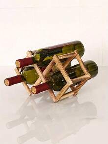 Foldable Wooden Wine Rack, Stackable Storage Design, Practical Wine Holder For Kitchen And Dining Room, Ideal For Countertop, Cabinet Surface Home Bar Decor - View 7