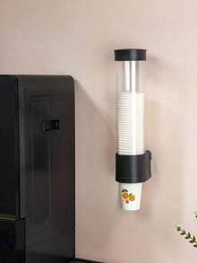 1Pc Disposable Cup Dispenser, Automatic Lifting Cup Holder, No Drilling Water Cup Storage Organizer For Home Office Hotel Dormitory - Multicolor - View 7