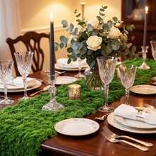 1‑Pack Artificial Moss Mat, DIY Faux Moss, Artificial Moss Table Runner For Wedding Table Centerpiece, Fairy Garden, Indoor Green Grass Wall, Party Office Home Bedroom, Fall Wedding & Halloween Decor - Green - View 6