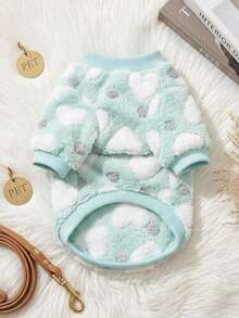 PETSIN 1 Pc Pet Universal Blue Flannel Warm Round Neck With White Heart Print - Multicolor - View 2