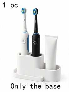 1 Piece 3-Hole Electric Toothbrush Storage Rack, Available In Black And White, Toothbrush And Toothpaste Are Stored Separately, Toothbrush Storage Rack, ABS Plastic Material, Extra Toothpaste Storage Space. Removable And Easy-To-Clean Storage Rack - Multiple I-style - View 6