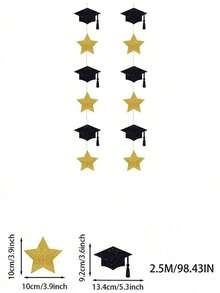 3 Set Graduation Cap Star Banner, Glitter Graduation Party Decor Hanging Flag, Suitable For Graduation Party And Ceremony, Home Decor Hanging Flag - Multiple Styles - View 8