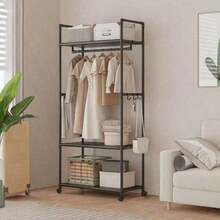 1pc Portable Wardrobe, Multi-Functional Multi-Layer Metal Clothes Storage Cabinet/Clothes Rack, Clothing Storage, Hanging Rod, Bedroom Living Room Storage, Shoe Storage, Luggage Storage, Bedroom School Dormitory Storage Rack, Ideal Choice For Home - View 15