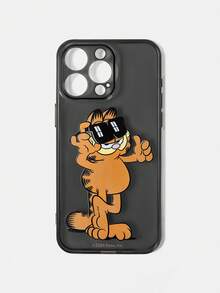 GARFIELD | SHEIN Cute Cat Pattern Transparent Black Phone Case, Compatible With IPhone - Grey - View 2
