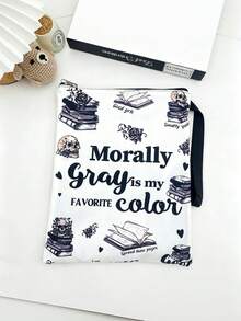 1PC Large Capacity Lightweight Portable Skull Rose Book Print Slogan Tote Shoulder Bag For Back To School Book Lovers Students Office Work Travel Daily Use Storage Organizer Handy Practical Durable Multi Purpose - multicolor - View 5