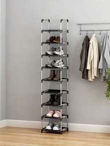 Rak Sepatu 9 Tingkat Satu Lapis, Rangka Logam, Kain Non-Woven, Mudah Dirakit dan Dibongkar, Portabel, Kokoh, Bergaya, Serbaguna, Organizer Penyimpanan untuk Pintu Masuk, Lemari, Kamar Tidur, Balkon, Asrama, Lorong, Ideal untuk Hadiah Pindah Rumah, Penggunaan Sehari-hari, Solusi Penyimpanan Sepatu - MultiWarna - View 3